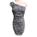 Badgley Mischka  Colecction One-Shoulder Knee-Length Dress Bejewel Accent Size 6 Photo 1