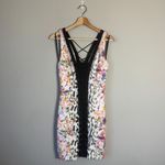 Bebe Vintage  Y2K Lace Up Bodycon Mini Dress Women's Small Multicolor Floral Photo 2