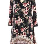 Trixxi  Three pink hearts black boho floral dress size medium Photo 1