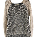 RD Style Crochet Knit Sweater Womens M Black & Cream Long Sleeve Hi Low Pullover Photo 0