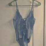 Baby Blue Lace and Corset Back Bodysuit Photo 3