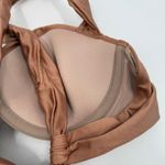 AQUA Bikini Top Size Small Swim Ruched Underwire Caramel Metallic Bloomingdales Photo 8