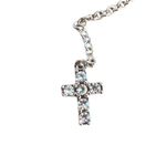 Vintage Silver Tone Cross Y Necklace Clear Rhinestones Lobster Clasp Adj 20" Photo 1