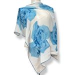 Vintage Scarf Square Roses Floral Retro Feminine Delicate Romantic 31" x 30" White Photo 2