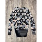 Sonia Rykiel Floral Stripe Knit Cardigan Sweater Medium M Made in Italy Viscose Black Photo 2