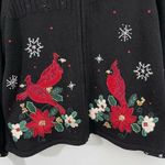 Dress Barn Vintage Women's Black Cardinals Embellished Holiday Sweater Size L Photo 3