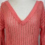 Guess coral crochet V-neck sweater loose relaxed fit drop shoulder long sleeve Photo 6