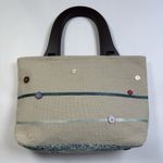 VTG Handmade Woven Purse Handbag Wood Handles Festival Boho Velvet Stripe y2k Tan Photo 1