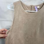 Alya Anthropologie women's tan faux suede cutout floral sleeveless stretch dress Photo 1