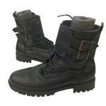 *Bata Boots Womens Size 38 Black Leather Combat Moto Whimsigoth Grunge Witchy Photo 8