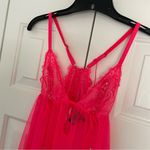 Victoria's Secret Victoria’s Secret Neon Pink Sheer Lace Babydoll Slip Sz Medium Intimates Photo 5
