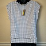 Daniel Cremieux Cremieux Top Women's Size Small Blue White Check Sleeveless with Side Tie NWT Photo 5