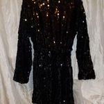 ZARA  limited edition medium black long sleeve sequin plunging v-neck Mini dress Photo 2