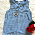Elle  Women's Sleeveless Blouse Top Sz S stripes delicate mother‎ of pearl button Photo 0