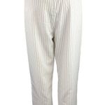 Lucy Paris  White Black Striped High Rise Belted Straight Cropped Trouser Pants M Photo 2