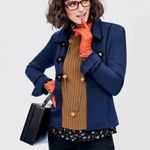 CAbi Navy Blue In the Band Jacket #3375 Stretch Classic Blazer Military Size XS Photo 0