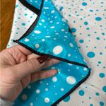 Vintage Turquoise Polka Dot Silk Square Scarf Blue White Black Unique Pattern Photo 7