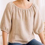 Sanctuary Linen Blend Striped Blouse Balloon Sleeve Lightweight Top Boxy Size L Photo 0
