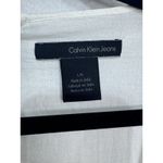 Calvin Klein Jeans Women's White Textured Sheer Blouse Scoop Neck Zip Back L Photo 5