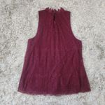 BCX  Mock Neck Fully‎ Lined Lace Tank Top Dark Red Size Medium Photo 3