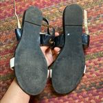 LANDS END COLOR BLOCK STRAP SANDALS BUCKLE FLAT Black Size 8.5 Photo 2