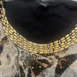 Alfani  snakeskin bedazzled mesh top with lining and bell sleeves size medium. Photo 8