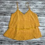 Abbeline Tiered Floral Embroidered Light Tank Top XS Extra Small Mustard Yellow Photo 3