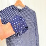 Motherhood MATERNITY navy Blue Polka Dot 1/2 Button Pullover Top S Photo 4
