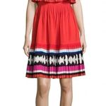 Kate Spade  New York, Geo Border Printed Pleated Dress, Red Strapless, Flowy, 6 Photo 2