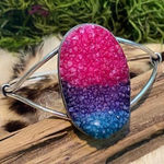 Handmade Titanium Druzy Gemstone Sterling Silver Cuff Boho Bracelet Photo 0