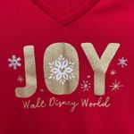 Disney JOY Womens T-Shirt Top Sz L Holiday Glitter Snowflake Christmas Winter Photo 1