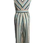 Lela Rose Stripped V Neck Bow Tie Belted Wide Leg Jumpsuit Size 2 Photo 7