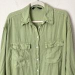 ZARA ✨ Oversized Linen Boho Button Down Green Shirt✨ Photo 11