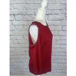 Chico's Red Cold Shoulder Rhinestone Holiday Contemporary Sweater Size 1/Medium Photo 3