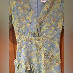 Lost + Wander Blue & Yellow Floral V-Neck Faux Wrap Ruffle Mini Dress Size XS Photo 7