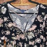 American Eagle  Black Floral Long Tie Sleeve Strappy V-Neck Mini Dress Size XXS Photo 1