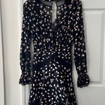 Self Portrait  Black Twist Front V Neck Ditsy Floral Mini Swing Skirt Dress 2 Photo 9