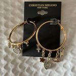 New Christian Siriano Hoops w Charms, Lightening, Cross, star, Heart, Eye GOLD Photo 0