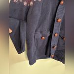 Brooks Brothers  Navy Red Christmas Fair-aisle 100% Wool Sweater Cardigan Women M Photo 5