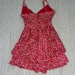 Emerald Sundae Women’s Cherry Red White Polka Dot Flounce Tiered Mini Romper Wrap Dress Sz Xs Photo 1