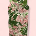 Talbots Adorable cotton canvas textured floral sheath dress notch collar midi Photo 1