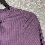 Harlowe $ Graham Harlowe & Graham Purple Ribbed Lace Up Neck Knit Top - Size Large - Long Sleeves Photo 1