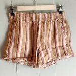 Madewell Linen Blend Printed Pull-On Shorts Rainbow Stripe Photo 3
