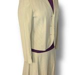Sharagano VINTAGE ATELIER Beige w/ Purple Pinstripe Skirt Suit, Size 8 Photo 6