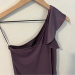 The Limited  Purple Satin Ruffle Front Knit Back‎ One Shoulder Blouse Size S Photo 6