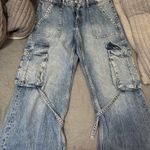 ZARA  Cargo Jeans Mid-Rise TRF Blue Photo 2