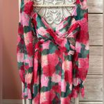 Louna multicolor floral, long puff sleeve, cutout waist mini dress romantic med. Pink Photo 7