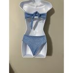 Devon Windsor Sky Shimmer Bikini Set In Windsor Bandeau Top Ruched Bottom Sz XS Blue Photo 4