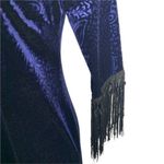 Spense Burnout Velvet Shift Dress 8 Blue Burnout Half Sleeve Fringe Goth Photo 2