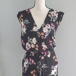 Loft  Sleeveless Black Floral Romper XS Photo 0
